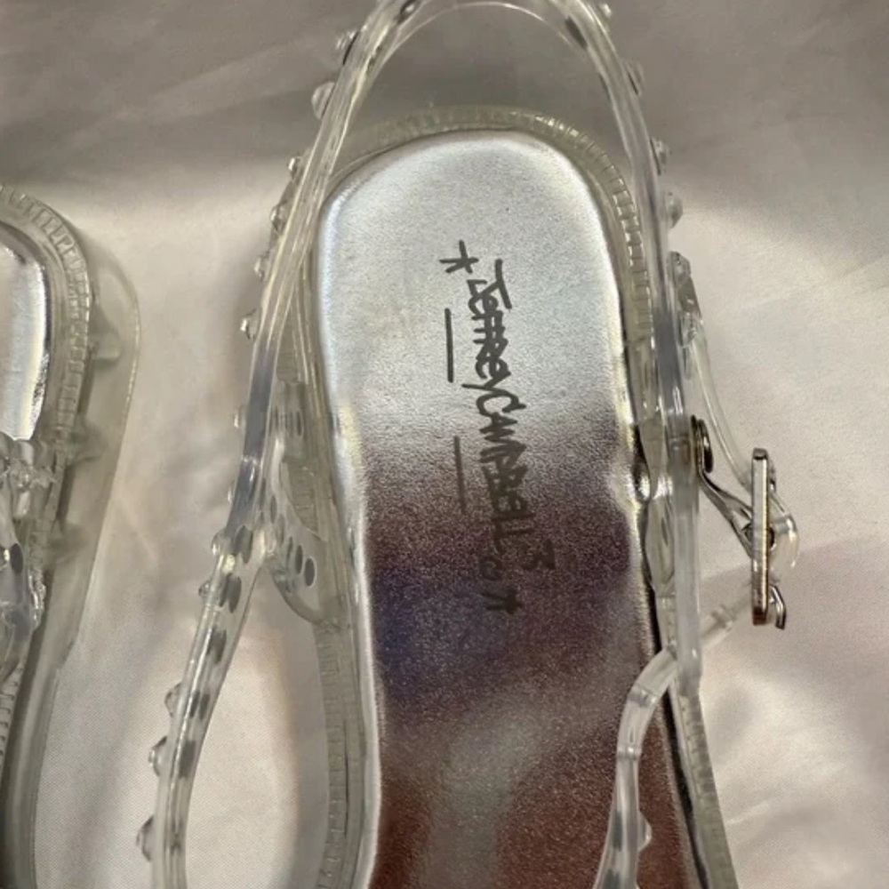 NWOT Jeffrey Campbell Transparent Jelly Embellished Ankle Strap Sandals Sz 8 - Picture 3 of 10